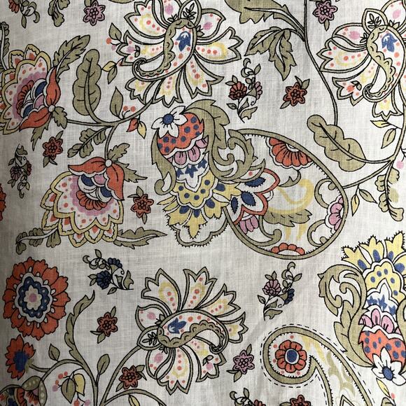 FLAX Women Medium 100 % linen Paisley Long Sleeves Button Down Shirt - Picture 3 of 12